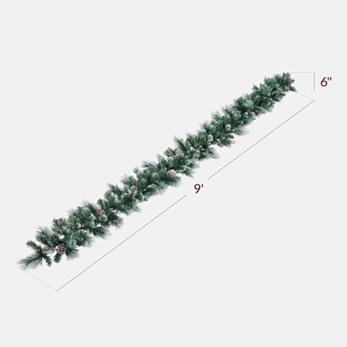 9ft Pre-Lit Christmas Garland for Stairs, Fireplace with 50 Lights W212