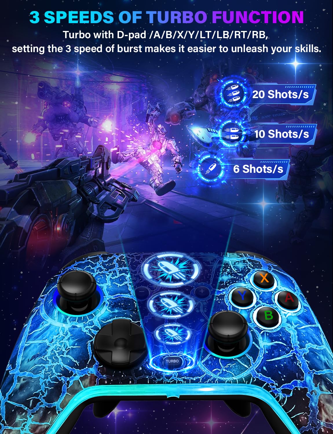 Wireless Switch Controller with RGB Lights, Rechargeable Gamepad P741817