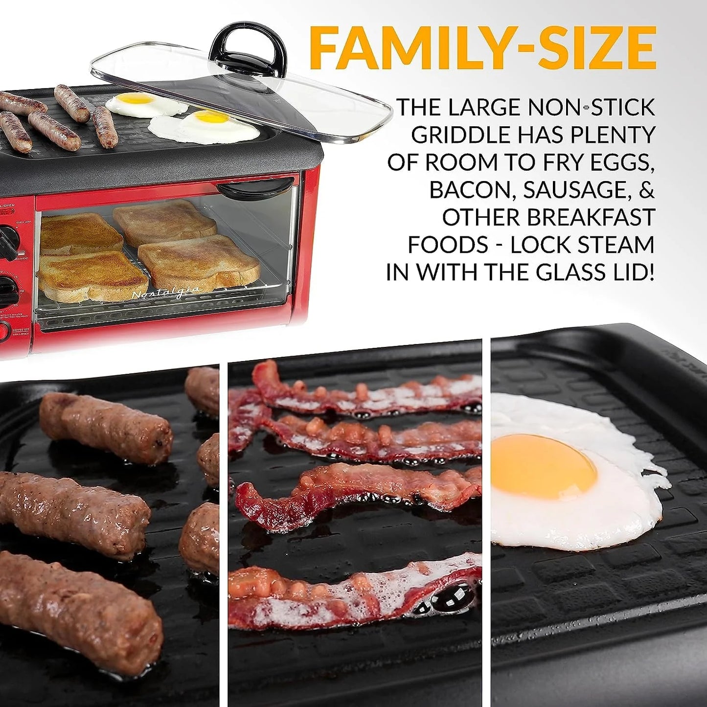3-in-1 Breakfast Station with Coffee Maker, Griddle, and Toaster Oven E4707