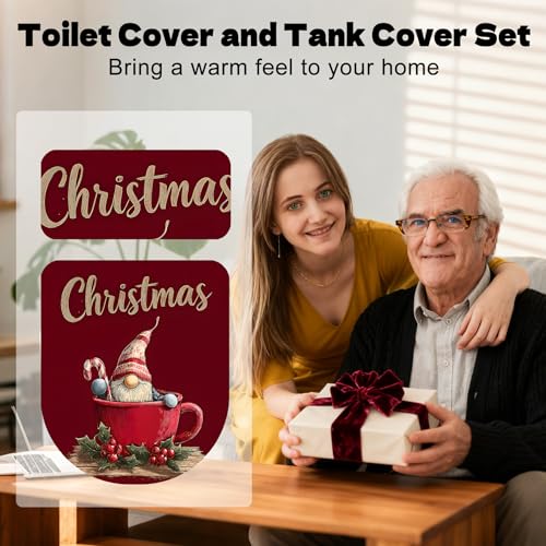 Christmas Toilet Lid Cover, Washable Bathroom Accessory O828