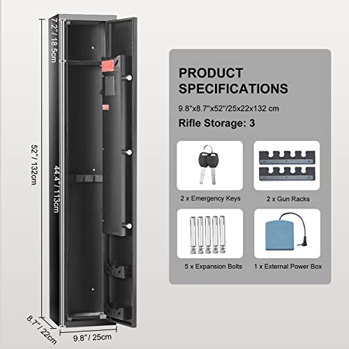 6-8 Rifles Gun Safe with Fingerprint and Digital Keypad Lock S64165