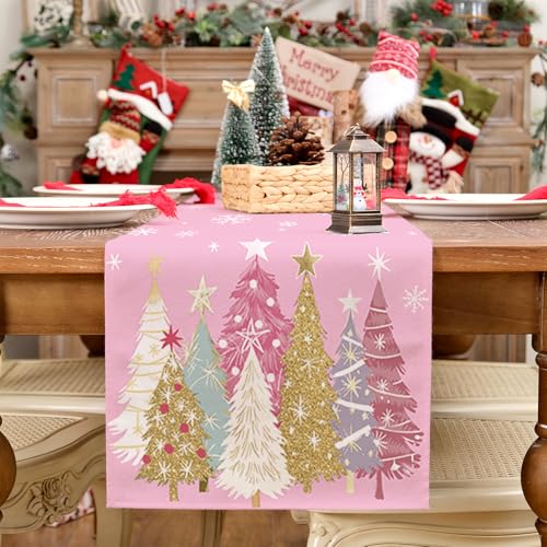 Christmas Table Runner 13x72 Inch, Red Winter Holiday Decor S612