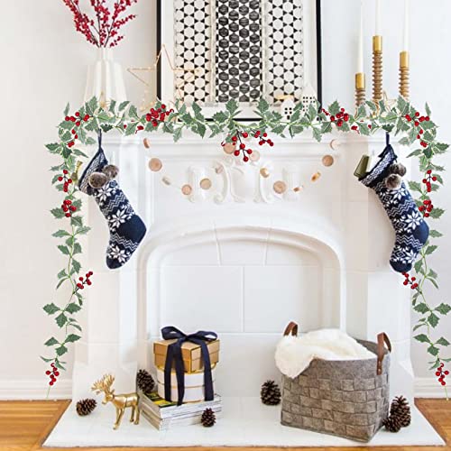 6.6 ft Christmas Garland with Faux Cedar and Glitter Berry H2007