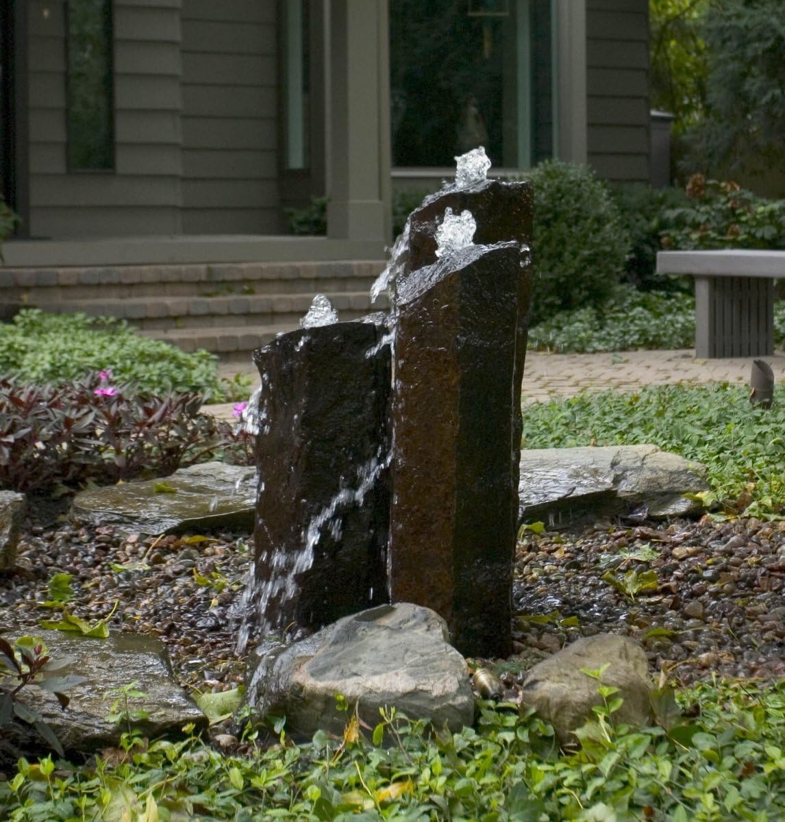 Mongolian Basalt Stone Fountain Columns, Set of 3 Y6366