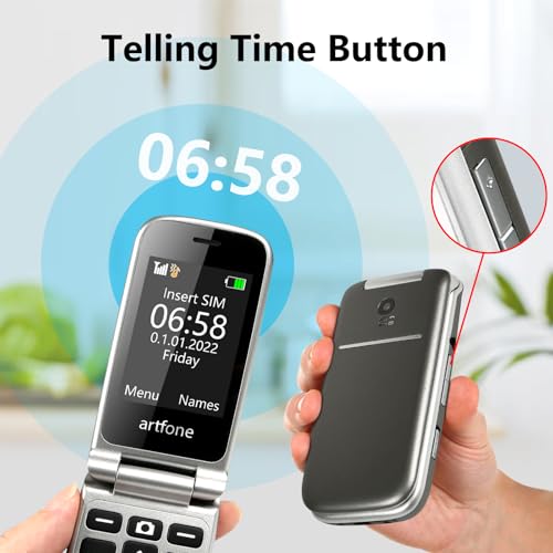 Flip Mobile Phone Unlocked for Seniors, Big Buttons, SOS, USB-C E34071