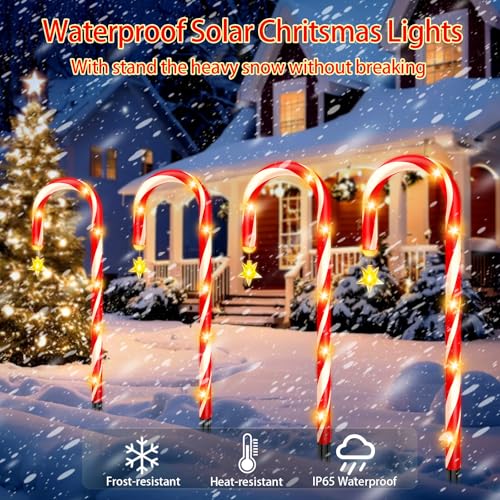Outdoor Solar Christmas Decorations, 180 LED Candy Cane Lights, 8 Modes, Waterproof M23825
