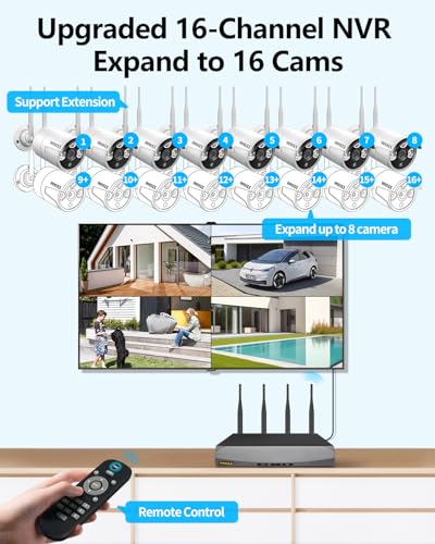 Wireless Security Camera System with 2TB Hard Drive, 4 Cameras, Night Vision Y851678