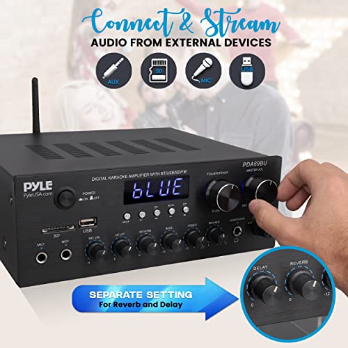 Stereo Power Amplifier 200W Peak with Bluetooth, LED Display, Dual Channel Receiver O439689