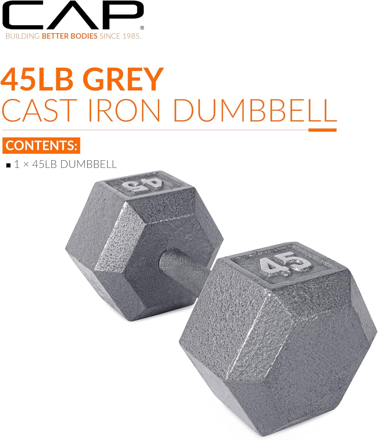 Cast Iron Hex Dumbbell, 45 lb R826