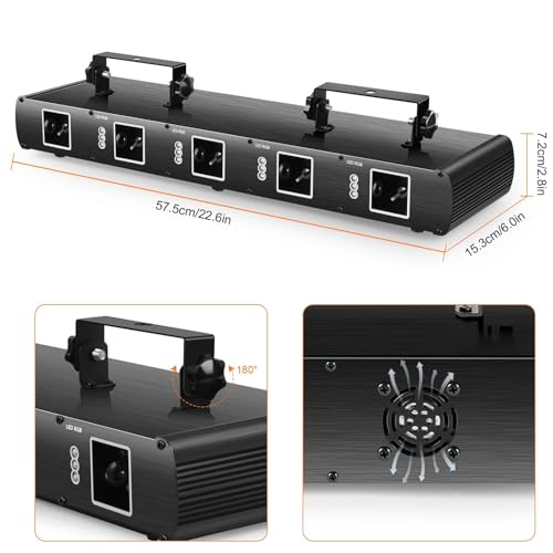 Stage Laser Light, 5 Beam Sound Activated DJ Party Lights with Remote Control O445463