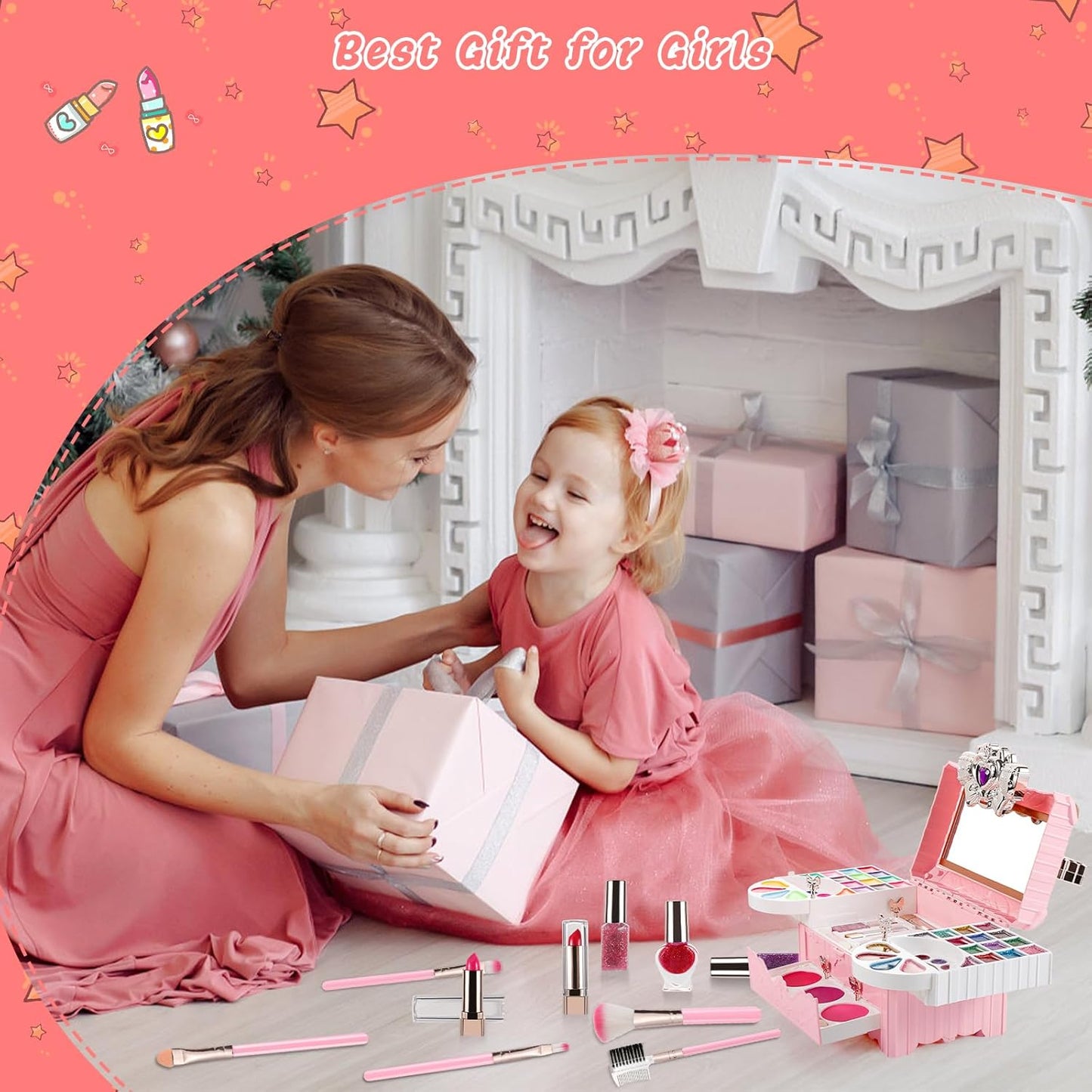Washable Kids Makeup Kit Pretend Play Toy for Girls P14651