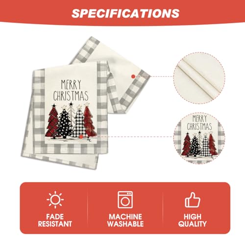 Buffalo Plaid Christmas Trees Table Runner, Winter Holiday Kitchen Dining Decor, 13 x 108 Inch A940