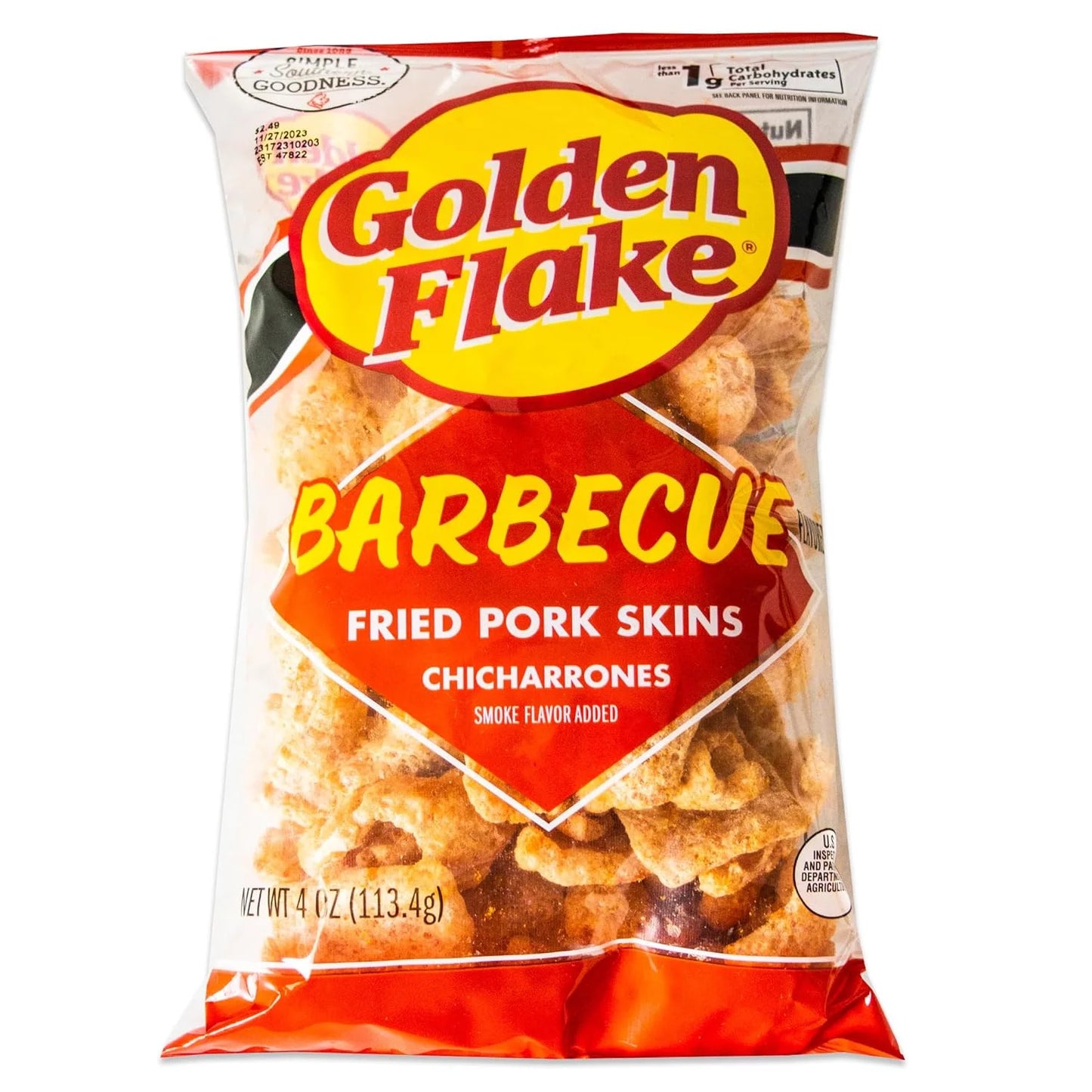 BBQ Pork Rinds - Crispy Fried Pork Skins - 4 Bags G624053