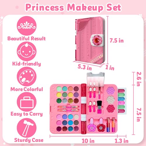 Kids Makeup Kit for Girls, Washable Play Makeup Set with Mirror I448
