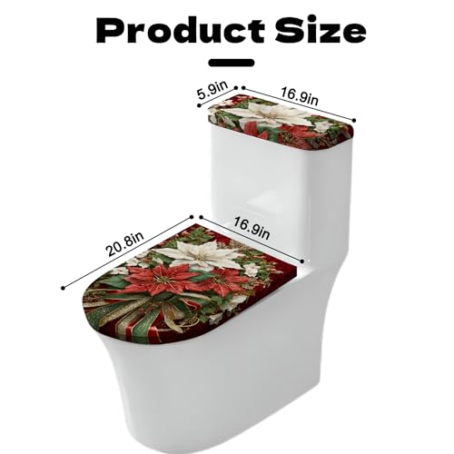 Christmas Toilet Lid Cover, Washable Bathroom Accessory O828