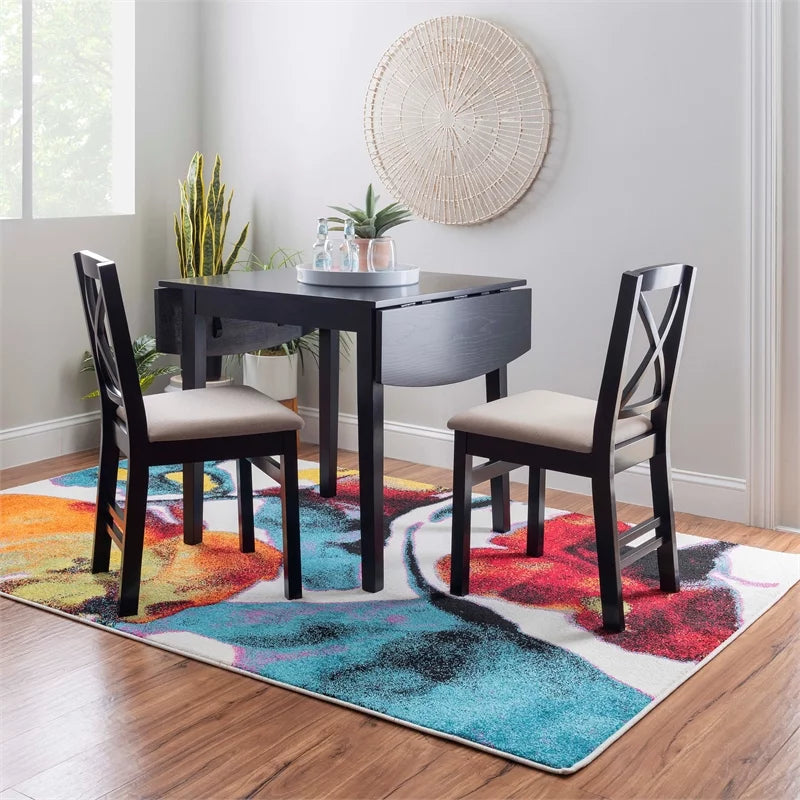 Square Wood Drop Leaf Table in Black O4185