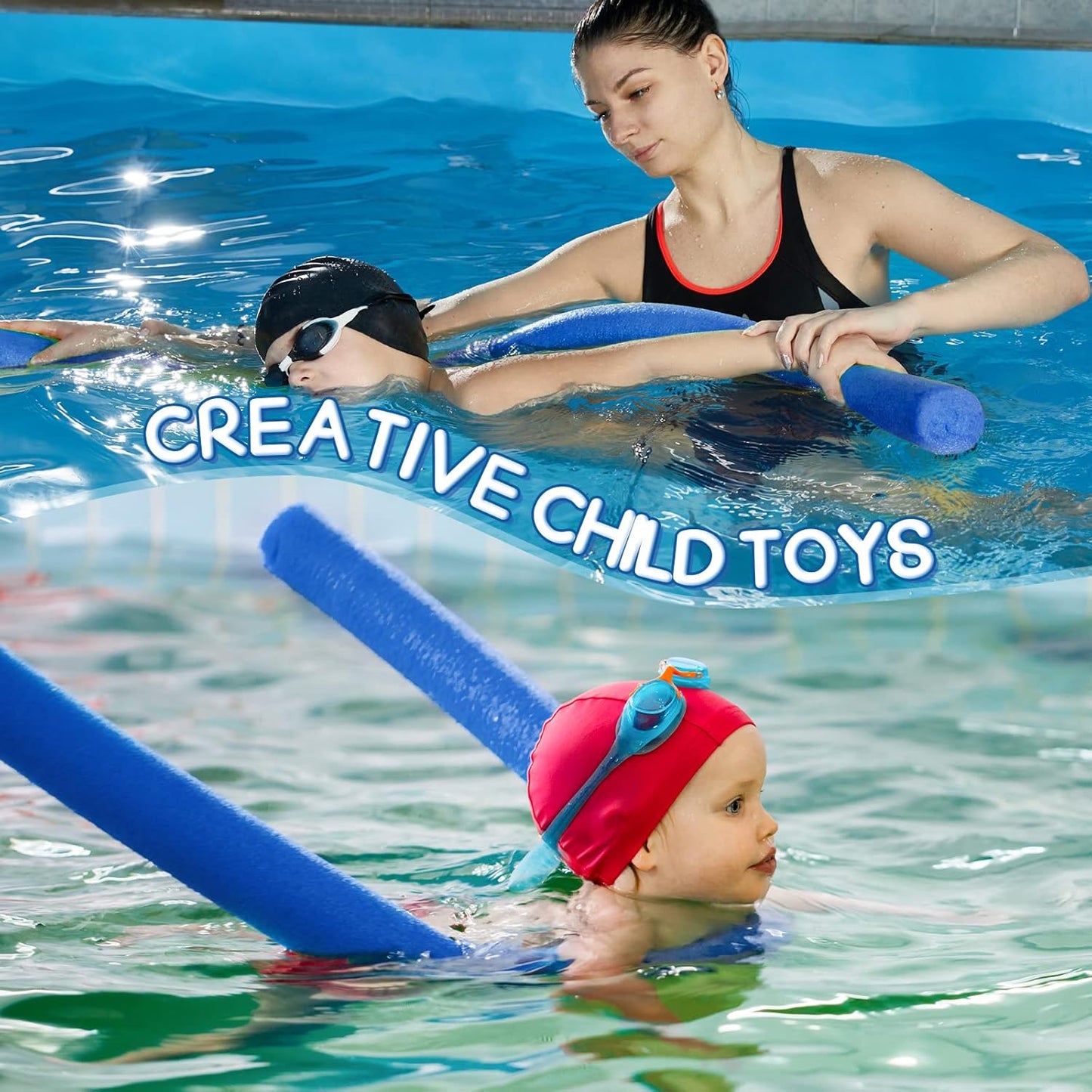 Jumbo Swimming Pool Noodle Foam 55 Inch x 3.5 Inch for Summer Adults Kids Floating Water Craft Projects, Blue E2062