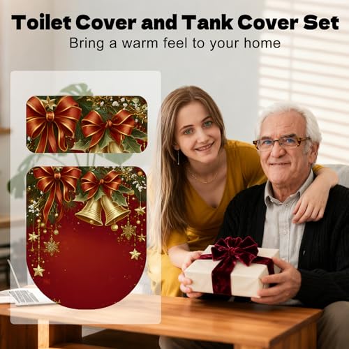 Christmas Toilet Lid Cover, Washable Bathroom Accessory O828