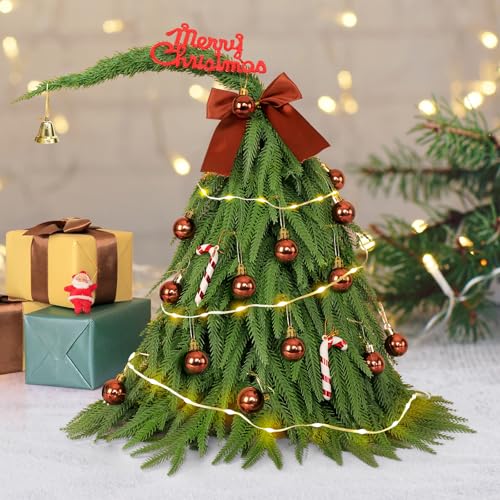 Mini Christmas Tree with 50 LED Lights 24 Inch Tabletop Prelit Artificial Tree J785647