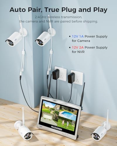Wireless Security Camera System, 4K NVR, 4Pcs 3MP Night Vision WiFi Cameras D47166