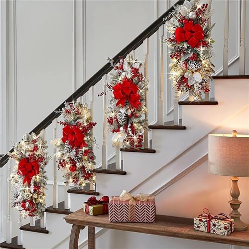Prelit Teardrop Christmas Swag 24 Inch for Stair Window Wall Decor L4230