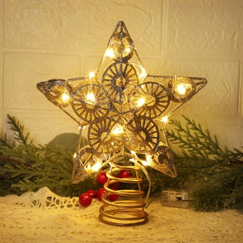 Star Tree Topper with 20 LED Lights, Battery Powered Christmas Decorations X627861