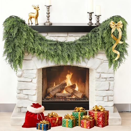 Real Touch Cedar Garland 9 ft for Mantle, Stairs, Fireplace Y971