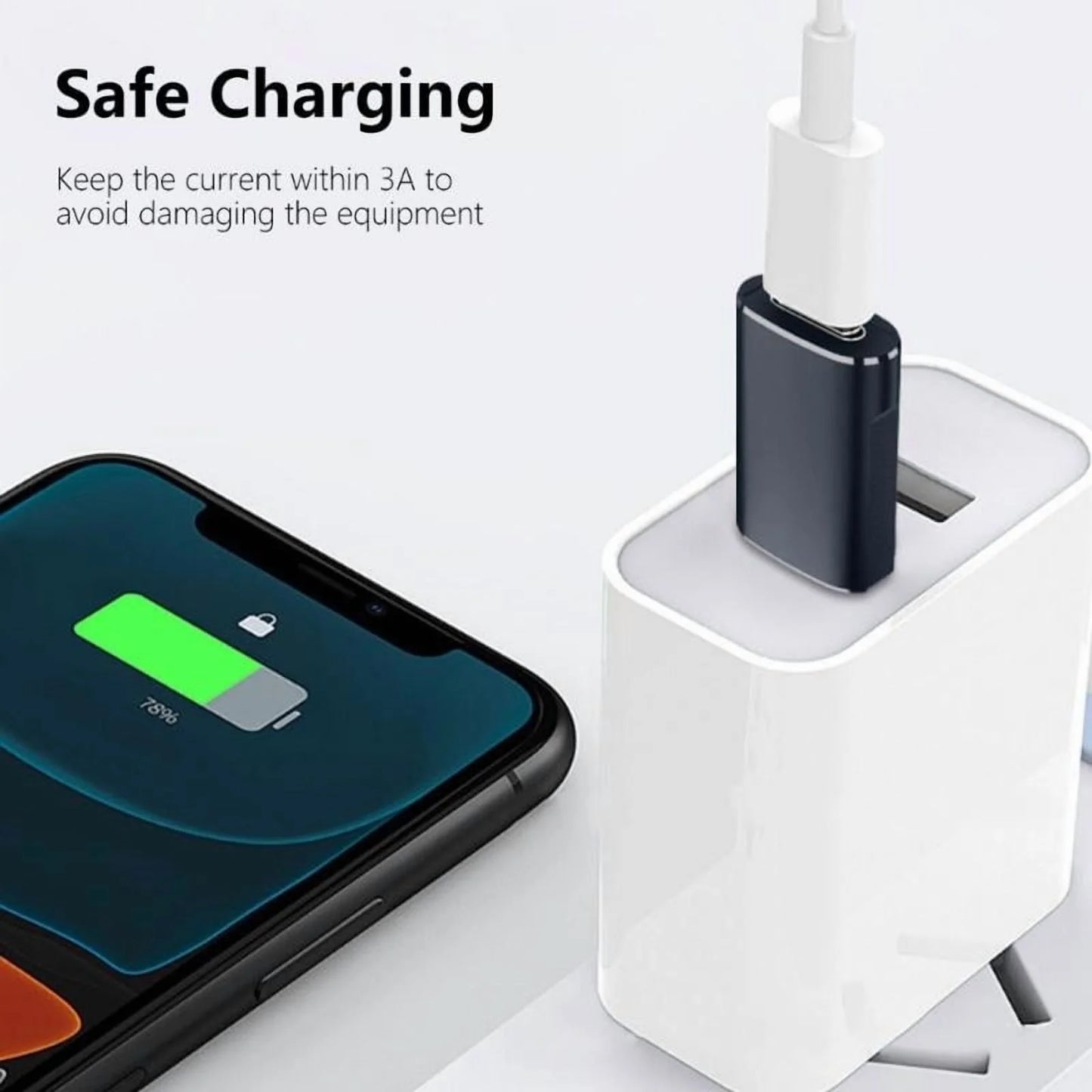 USB-C Female to USB-A Male Adapter for Data Transfer and Charging M83760