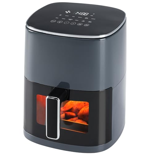 Air Fryer 6 Quart with Window, 12-in-1, 400F Grey U565