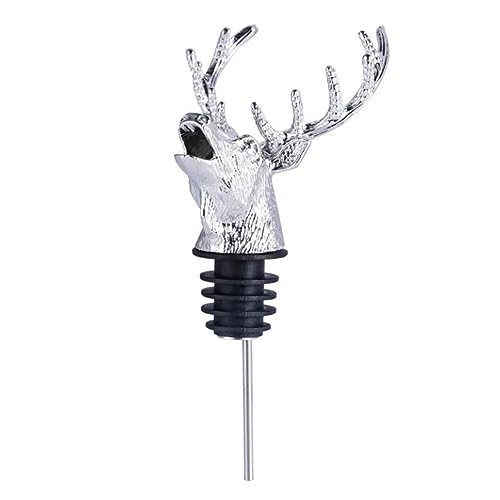 Zinc Alloy Deer Head Liquor Bottle Pourer with Silicone Stopper D19994