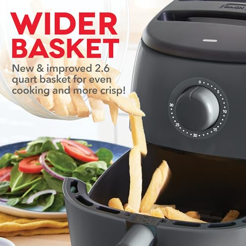 Electric Air Fryer Oven, 2.6 Qt., Grey, Compact, Auto Shut Off, 1000-Watt L764