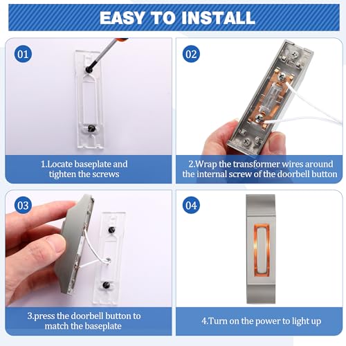 Wired Doorbell Chime Kit with 2 Lighted Metal Push Buttons G2237