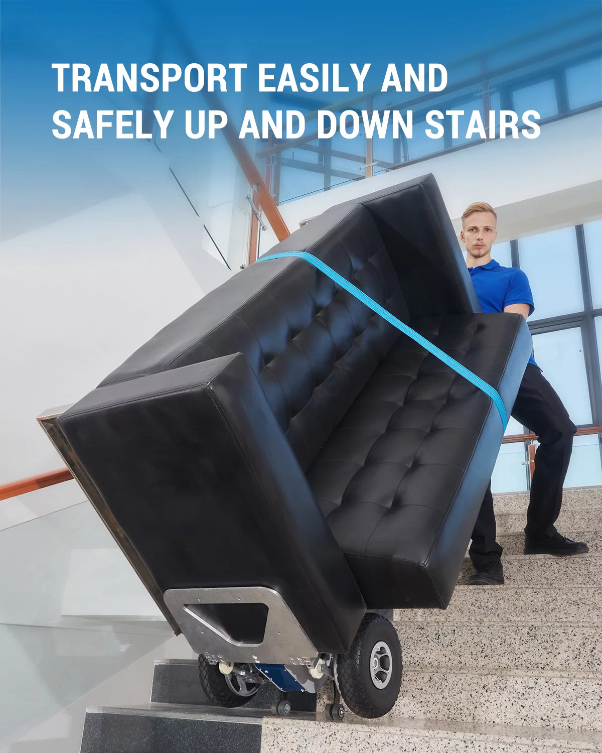 Electric Stair Climbing Hand Truck Dolly Cart with Auto Edge Brake, 375LBS Capacity A37376
