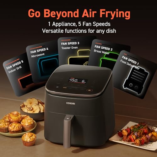 Air Fryer 6-Qt, Roast Bake Broil Reheat, Grey J876218