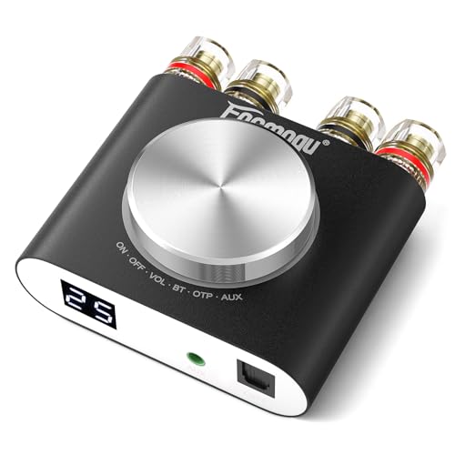 Facmogu F900S 160W Mini Bluetooth 5.0 Power Amplifier, 2 Channel 80Wx2 Stereo Hi-Fi Digital Amp, Portable Wireless Audio Receiver Sound Speaker Amplifer, AUX/USB/Bluetooth Input & 12V Power Supply