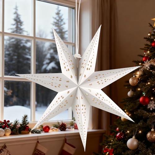 Christmas Paper Snowflake Lanterns with LED Lights for Holiday Party Decor Q23741