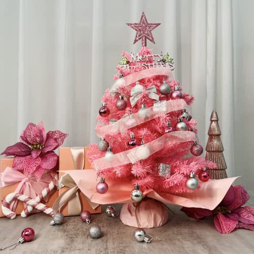 Mini Pink Christmas Tree with Lights, Tabletop Decor G9553