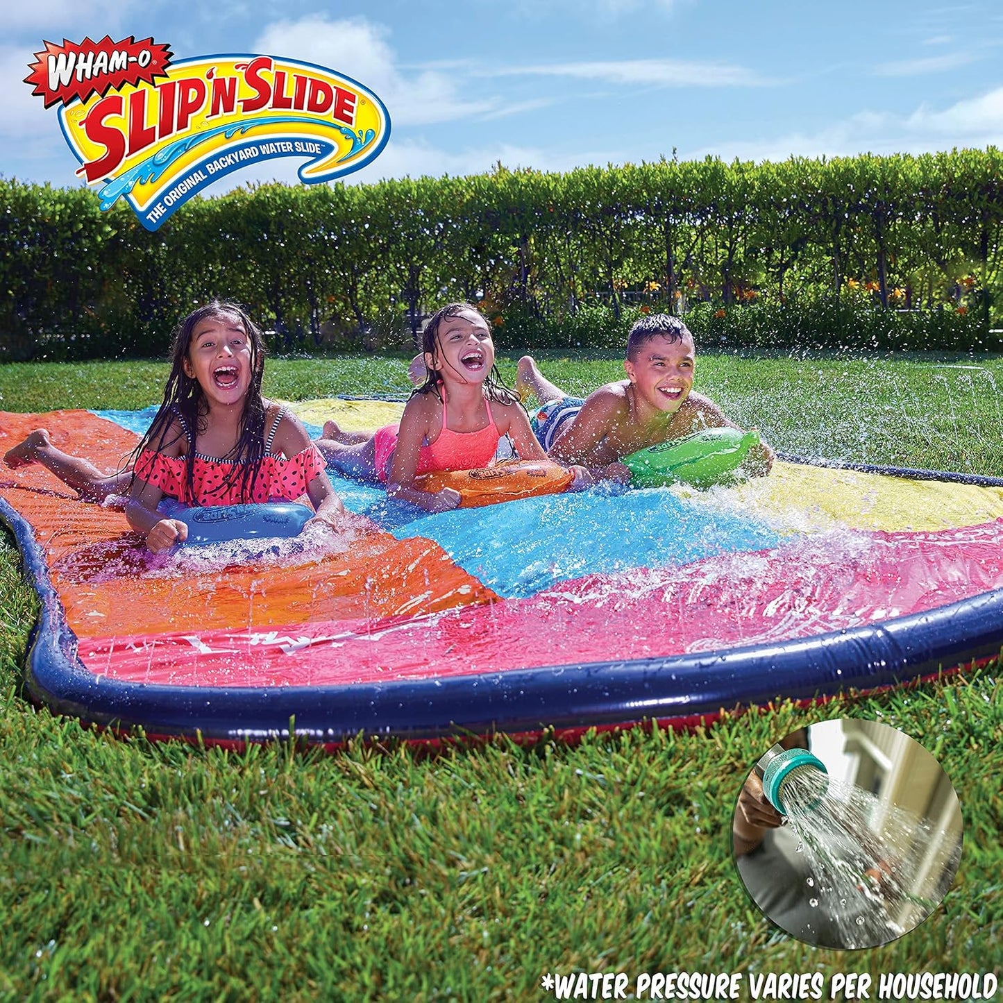 Triple Slip and Slide with 3 Bodyboards Lawn Water Slide Outdoor Water Toys for Kids F56890