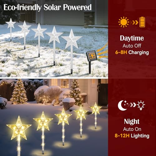 Solar Walkway Lights Outdoor, 8 Pack Candy Cane Christmas Decorations P5544