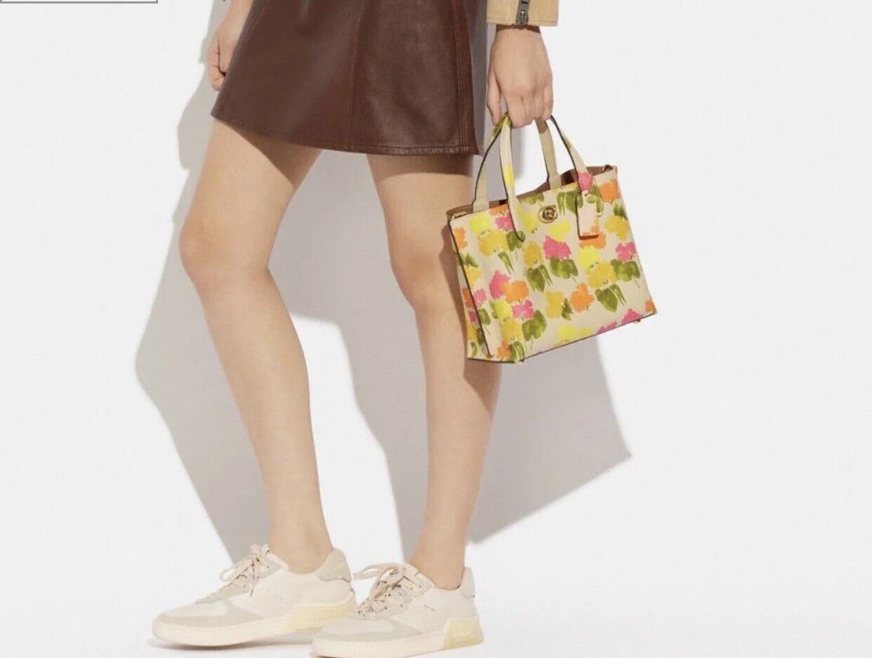 Floral Printed Leather Tote 24 Y971760