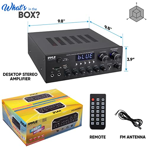 Stereo Power Amplifier 200W Peak with Bluetooth, LED Display, Dual Channel Receiver O439689