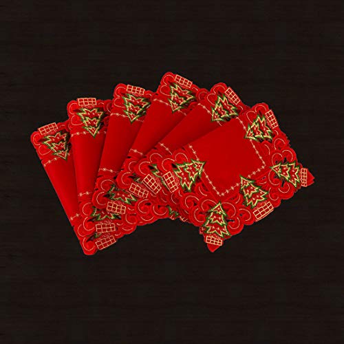 Embroidered Christmas Holly Tree Table Runner, Dresser Scarf, 16 x 72 Inch Z4281