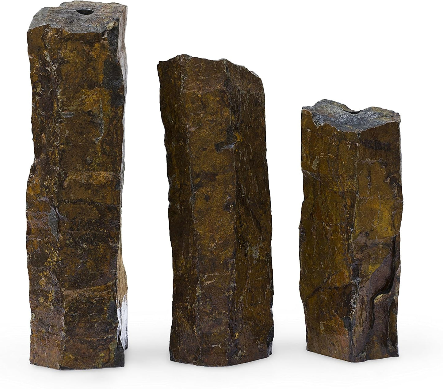 Mongolian Basalt Stone Fountain Columns, Set of 3 Y6366