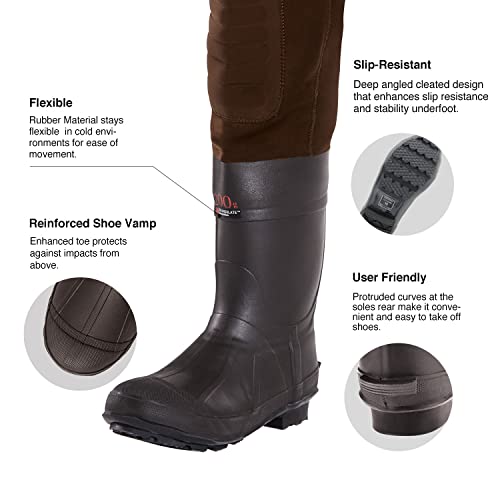 Neoprene Chest Waders with Cleated Bootfoot for Men, Waterproof Fishing & Hunting H1710