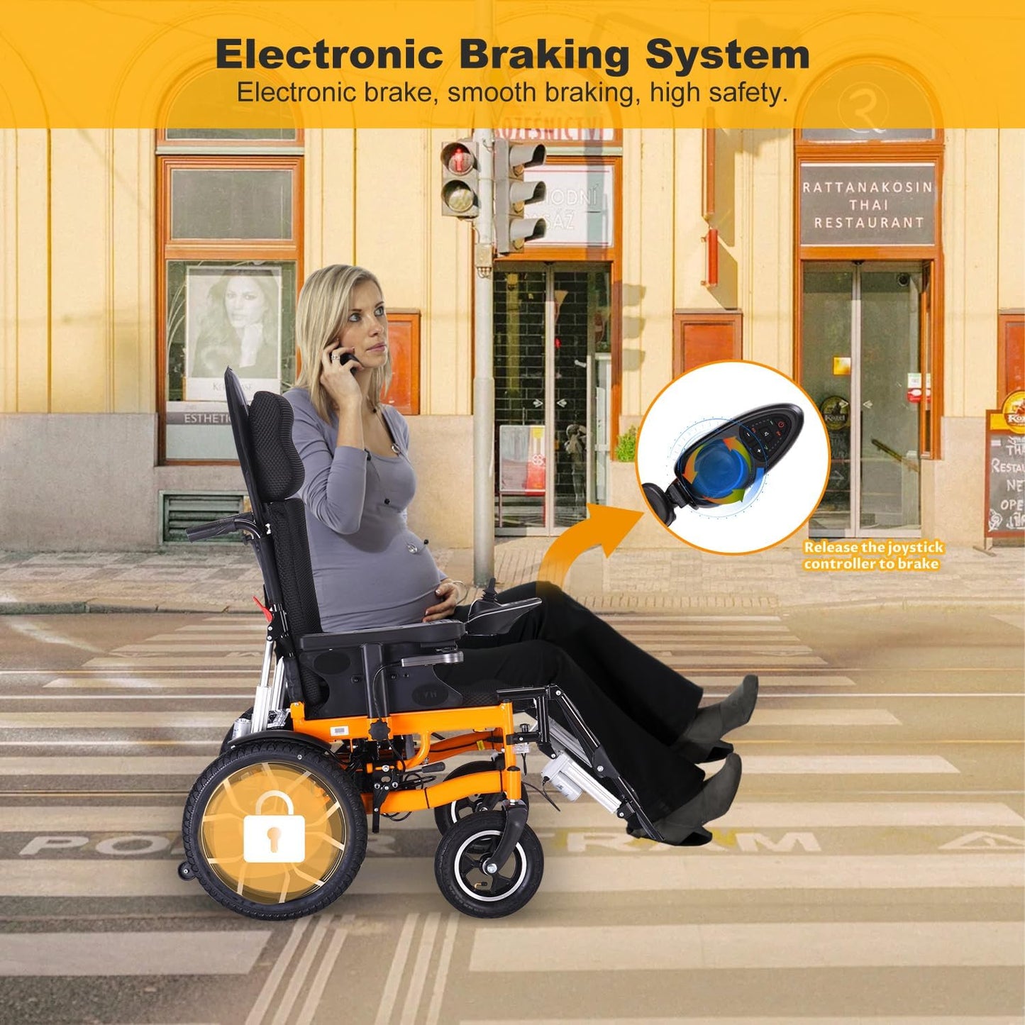 Lightweight Foldable Electric Wheelchair for Adults, 20" Seat, All Terrain O79355