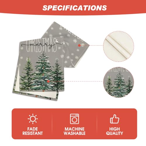 Beige Pine Tree Snowflake Christmas Table Runner, Winter Holiday Kitchen Dining Table Decor, 13 x 72 Inch Z426