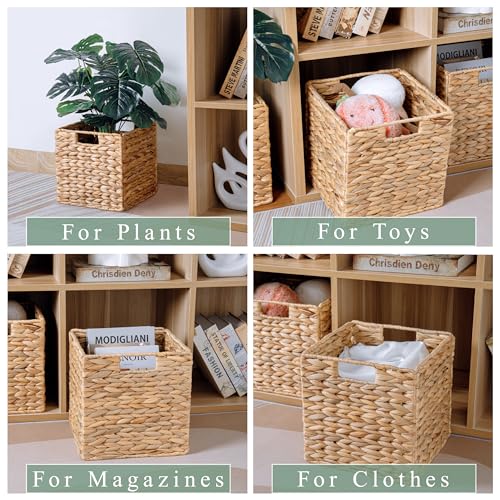 Water Hyacinth Storage Baskets for Cube Storage, Set of 3 V389597