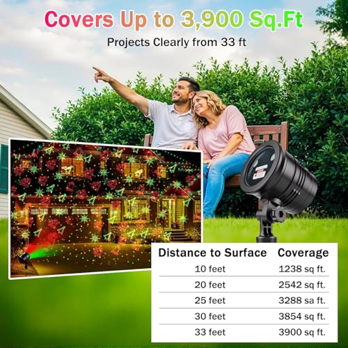 Christmas Laser Lights Outdoor Projector, Red and Green with Wireless Remote W64283