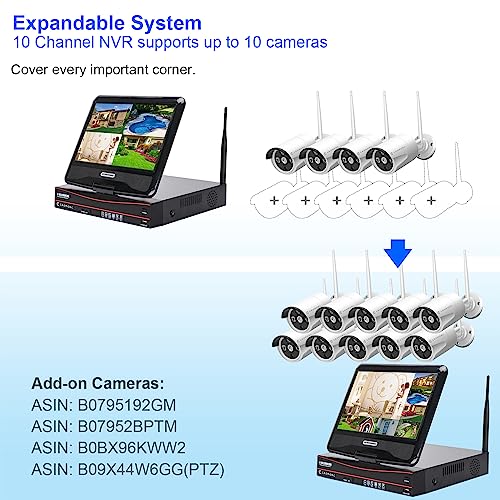 Expandable Wireless Security Camera System with 10.1" Monitor K53925
