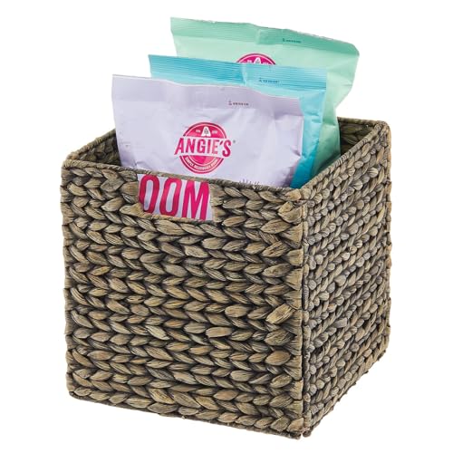 Woven Hyacinth Cube Organizer Basket with Handles, 8 Pack, Black Wash P159359